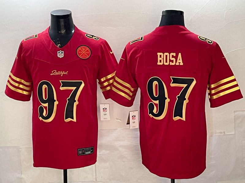 Men 2026 San Francisco 49ers #97 Bosa Red Gold 5th generations Nike Limited NFL Jersey style 006